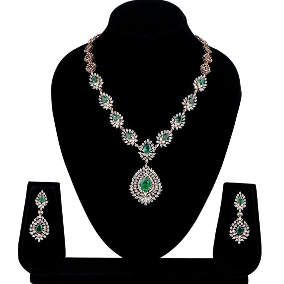 American Green Diamond Necklace Set at Best Price in Faridabad | Maheshwari  Point