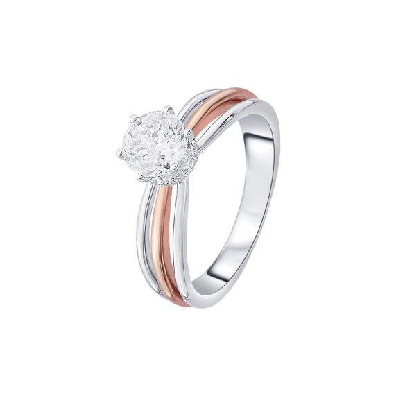 Floral Diamond Unique Engagement Ring, Rose Flower Platinum Anniversary  Ring 0.50 Carat GIA Certified Handmade