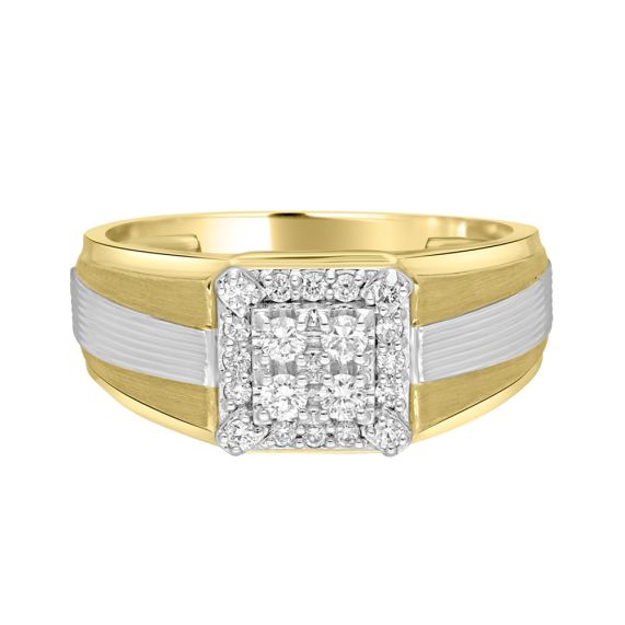 Designer IBG's Men's Diamond Ring in Solid White/Yellow Gold