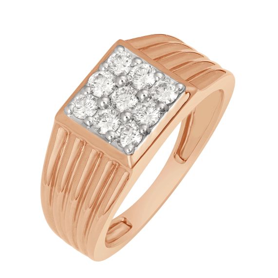 1/10ct Diamond 14K Rose Gold Mens Wedding Ring