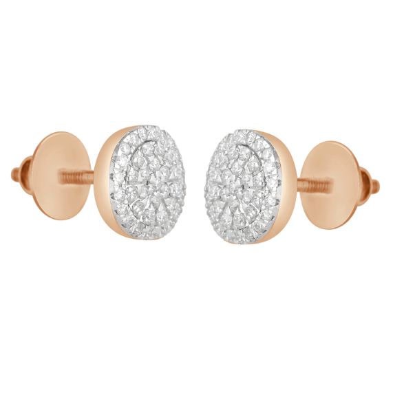 Dainty Tulip Gold and Diamond Stud Earrings