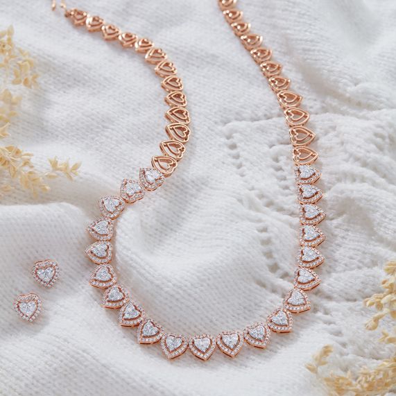 Wholesaler of Enchanting rose gold 18kt heart pendant set for women |  Jewelxy - 201528