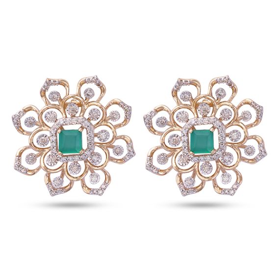Designer Platinum Diamond Earrings With Emerald for Women JL PT E NL86