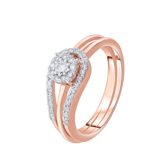 Buy quality 14Kt Rose Gold Ring With Super Unique Design Studded With Real  Diamonds in Surat