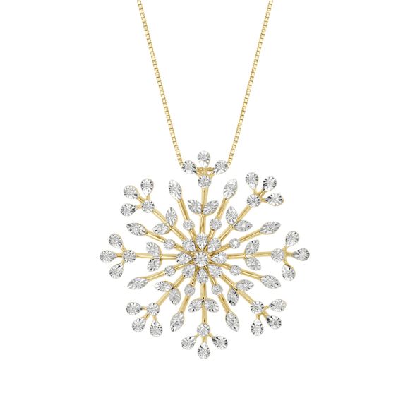 Modern White Gold Diamond Large Velvet Leaf Snowflake Pendant Necklace -  London Road Jewellery