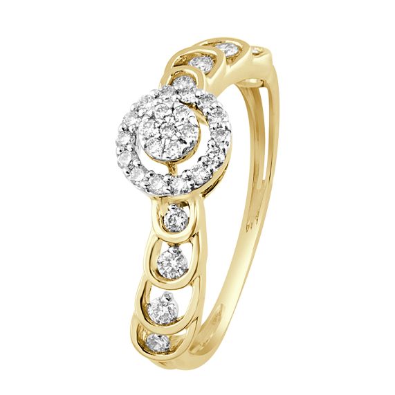 Round Diamond Cluster Ring with Asymmetric Frills – ARTEMER