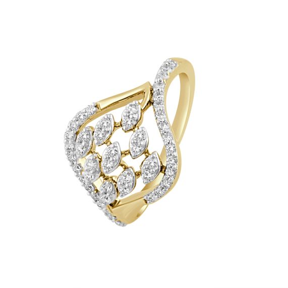 Owal shape yellow stone with diamond gorgeous design gold plated ring –  Soni Fashion®