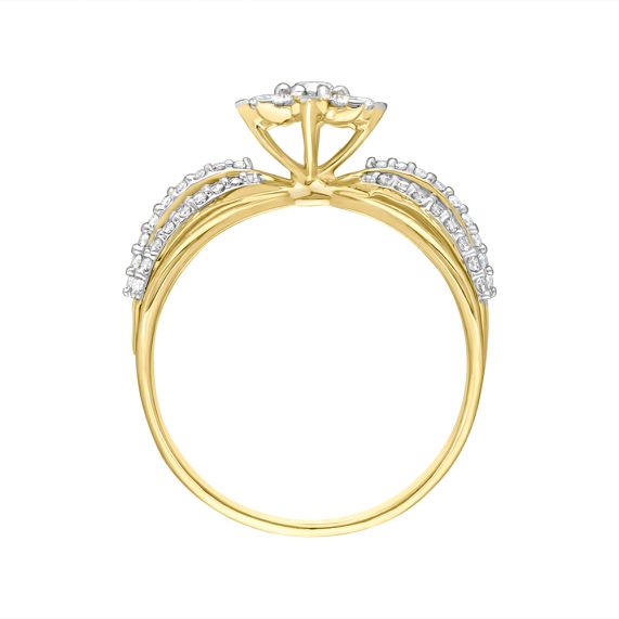 Buy Candere by Kalyan Jewellers BIS Hallmark 14k Yellow Gold Three Stone  Real Diamond Ring for Women online