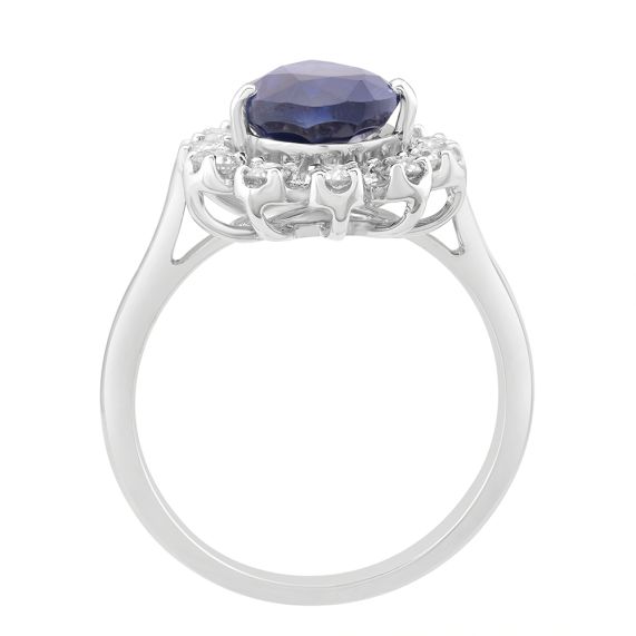 Buy Diamond & Blue Star Sapphire Ring Set In Sterling Silver .925 Halo  Princess Diana Inspired Designer Stylish Online at desertcartINDIA