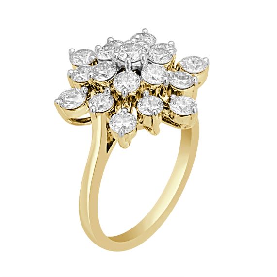 Diamond Flower Ring in 14K White, Rose, or Yellow Gold – JAINJEWELRY