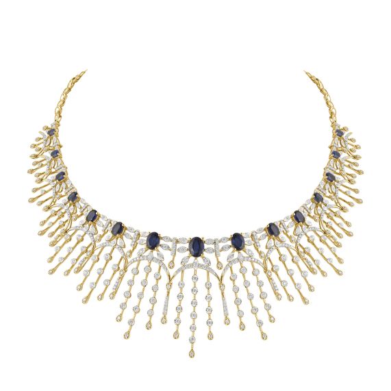 Buy Unique Lustrous Necklace and Earring Set in Yellow Gold Online | ORRA