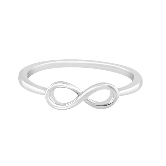 Cubic Zirconia Sideways Infinity Ring in Solid Sterling Silver | Banter