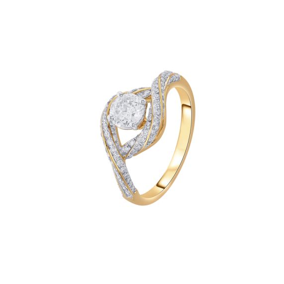 Crown 18 Karat Gold And Diamond Finger Ring