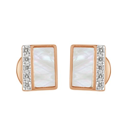 Square Mother of Pearl Diamond Studs