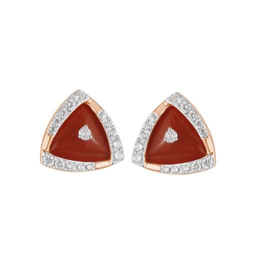 Red Coral and Diamond Rose Gold Desired Earrings