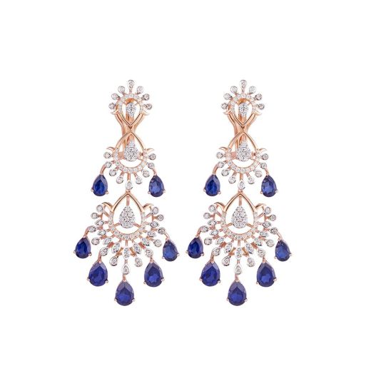 Charming Diamond and Blue Stones Earrings