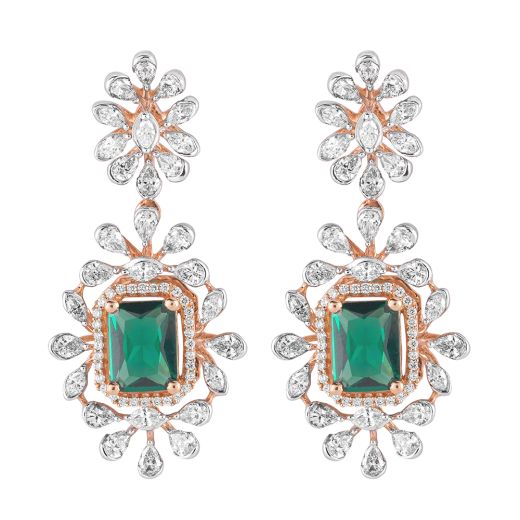 Elegant Diamond and Emerald Earrings