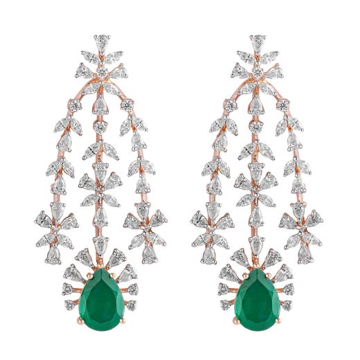 Glorious Emerald and Diamond Studded Earrings