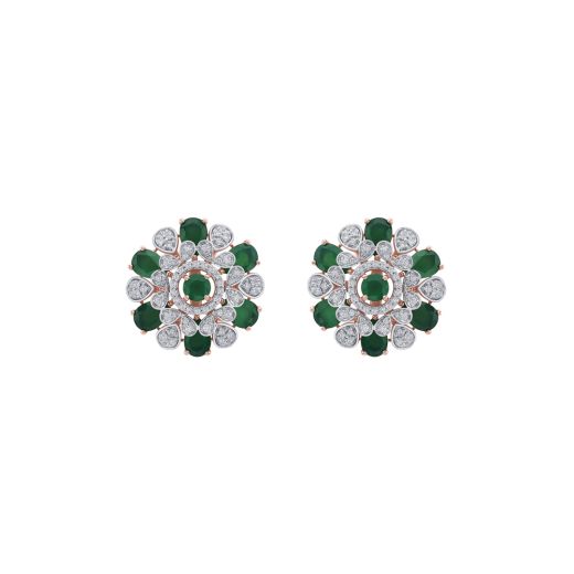 Glamorous Diamond and Emerald Studs