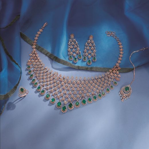 Imperial Diamond and Emerald Necklace Set