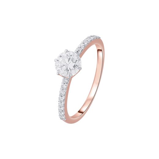 Textured Diamond Solitaire Ring in 18KT Rose Gold