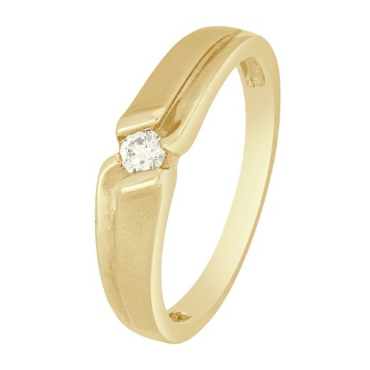 Single Diamond Men's 18KT Yellow Gold Finger Ring