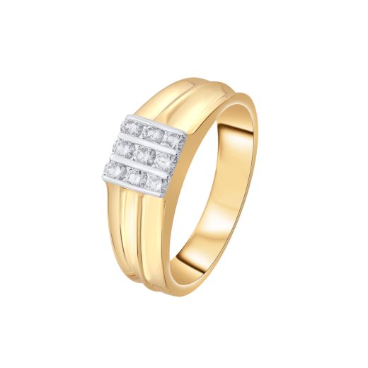 Glossy Diamond and Yellow Gold Ring For Men