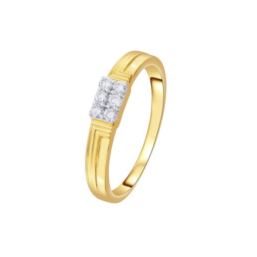Simple 14KT Yellow Gold and Diamond Men's Ring