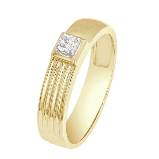 Subtle Yellow Gold and Diamond Band For Men