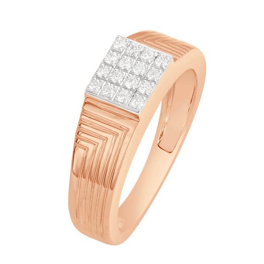 Rose Gold and Diamonds Square Ring for Men