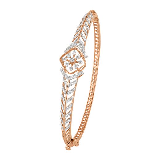 Radiant Fishbone Design 14KT Rose Gold Bracelet