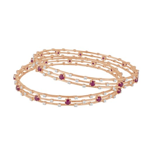 Charming 14KT Rose Gold and Diamond Astra Bangle Set of 2