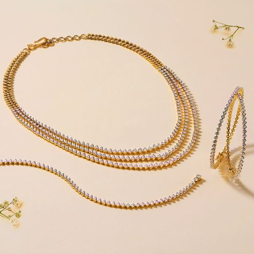 Graceful Yellow Gold and Diamond Necklace Set