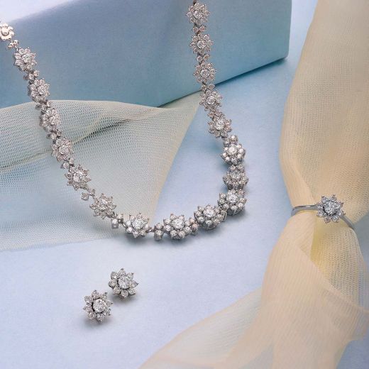 Pretty Flower Inspired Diamond Necklace