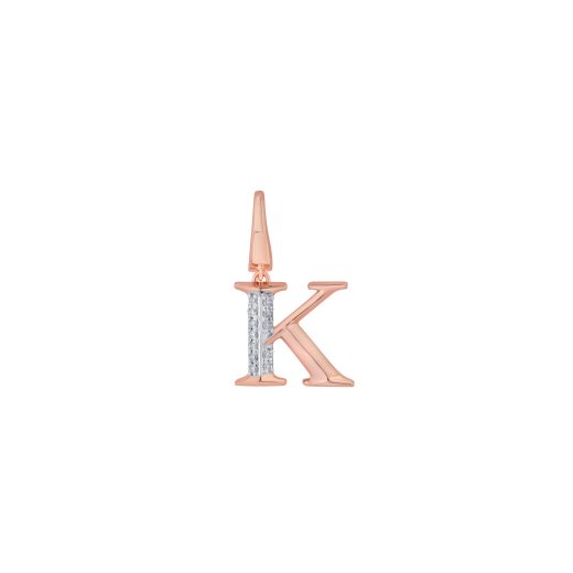 K Alphabet Pendant in Diamond and 14KT Rose Gold