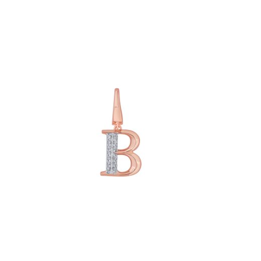 B Alphabet Diamond and 14KT Rose Gold Pendant