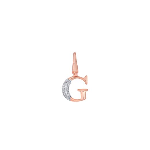 G Alphabet Diamond and 14KT Rose Gold Pendant