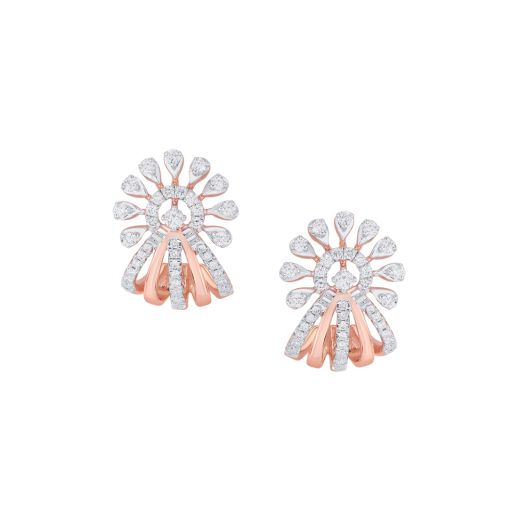 Floral Diamond and 14KT Rose Gold Earrings