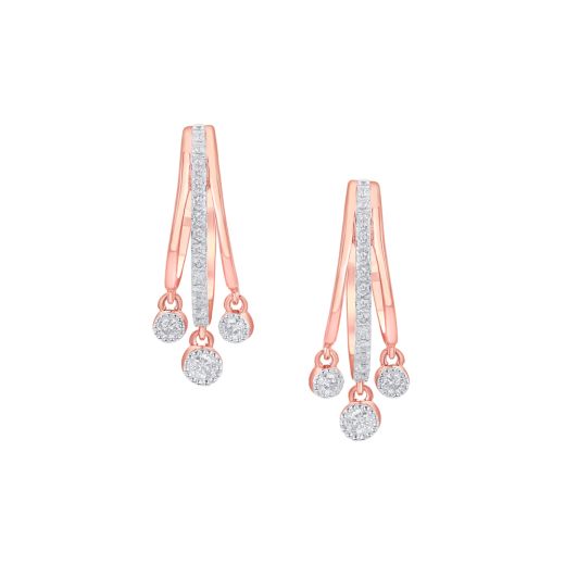 14KT Rose Gold Earrings Studded With Diamonds