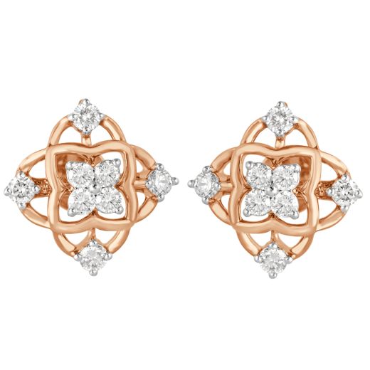 Diamond Design 14KT Rose Gold Earrings