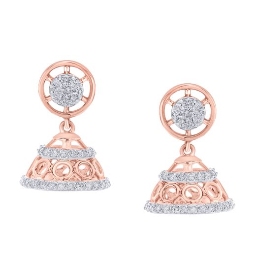 Jhumka Diamond Earrings in 14KT Rose Gold
