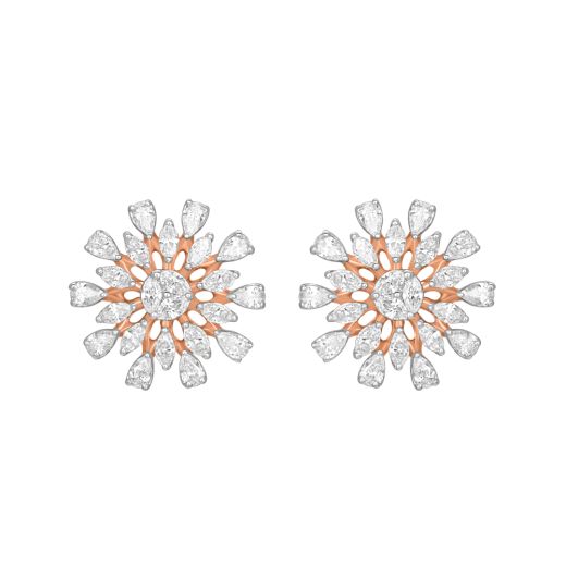 Floral Earrings Studded With Diamonds