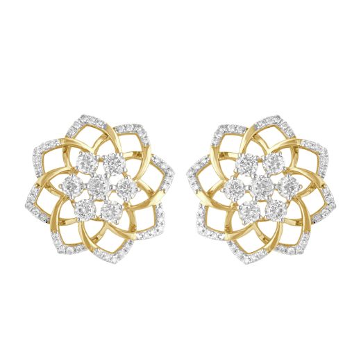 Luxurious 18KT Rose Gold Diamond Crown Star Earrings