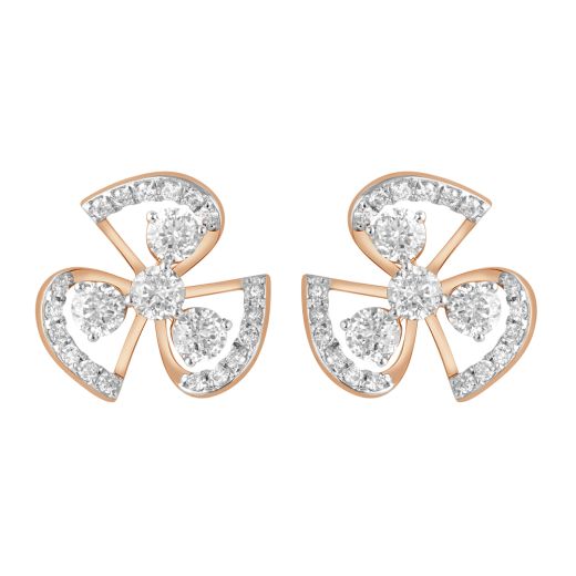 Rose Gold 3-petalled Crown Star Earrings