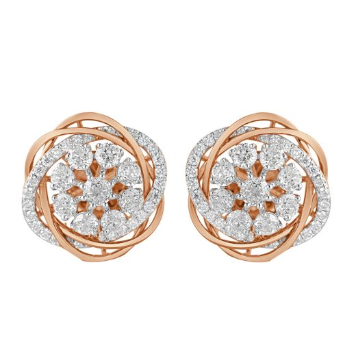 Stunning Diamond Crown Star Earrings in 18KT Rose Gold