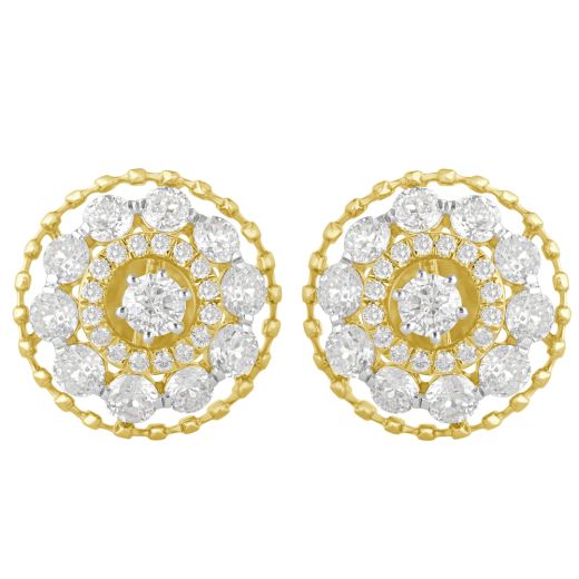 Bejewelled 18KT Yellow Gold Crown Star Earrings