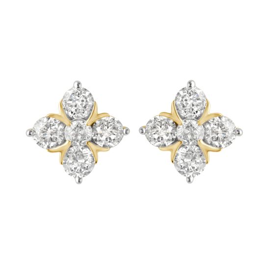 Ethereal Diamond Crown Star Earrings in Yellow Gold