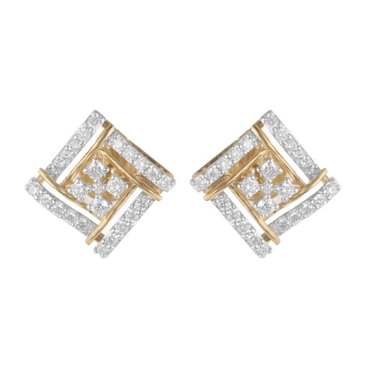 Stylish Overlapping Design Square Diamond Earrings