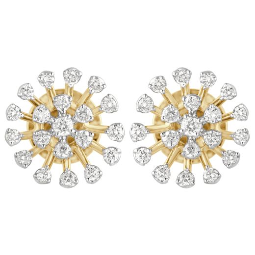 Gleaming Starburst Design Diamond Earrings