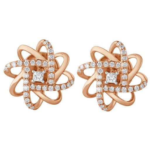 Spiralling Star Design Diamond Earrings